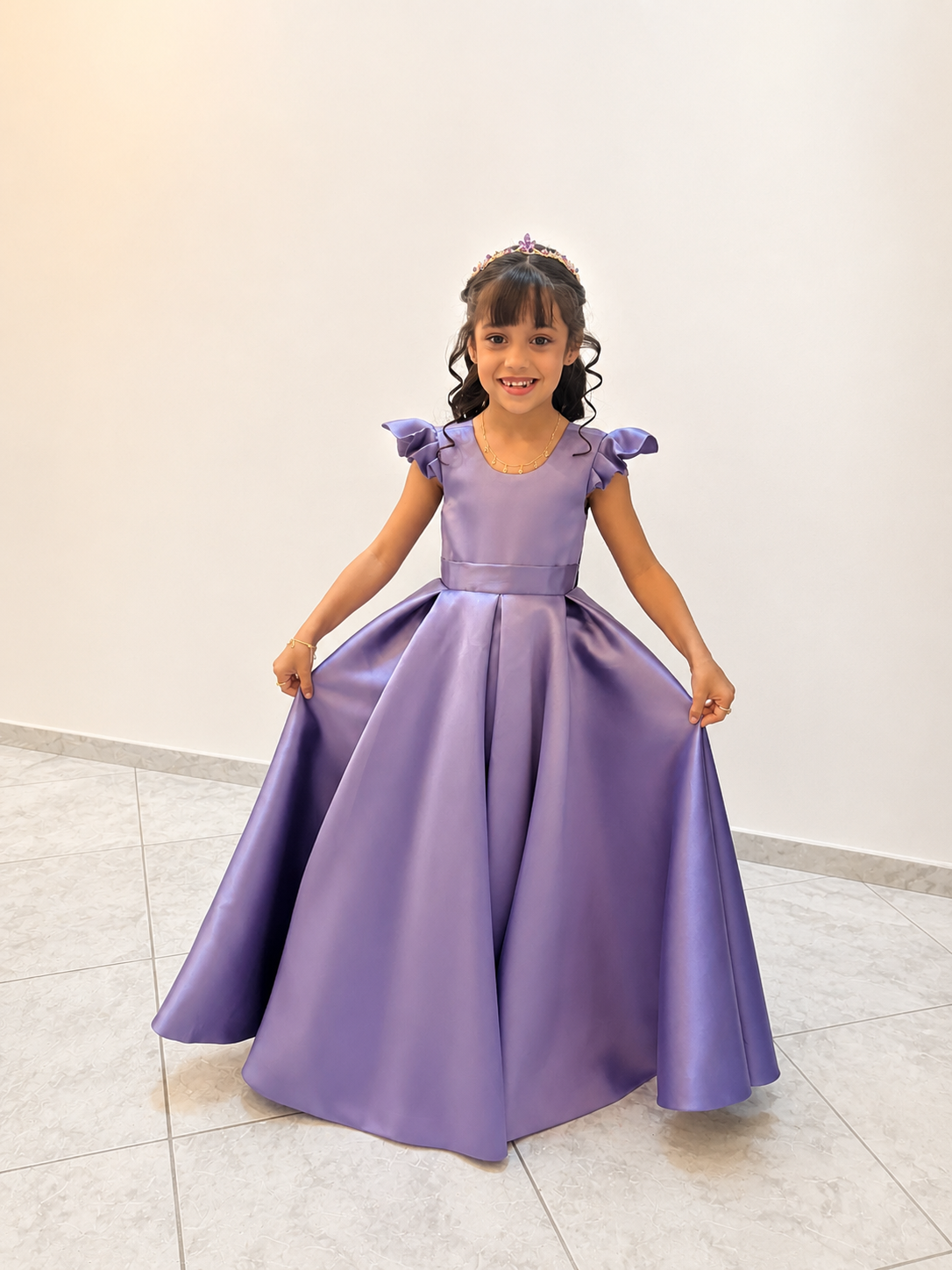 Vestido infantil lilás para damas